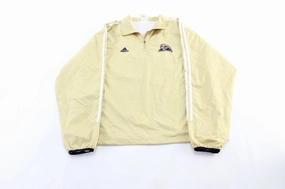 Adidas Embroidered Logo University of Pittsburgh Striped Pullover Jacket Cruise