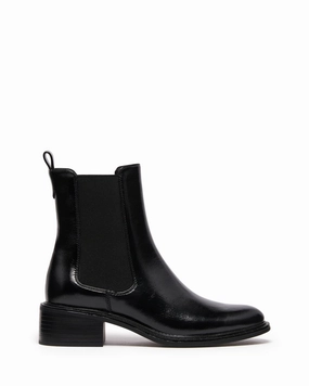 Stable Ankle Boot Black Crinkle Patent City Boots