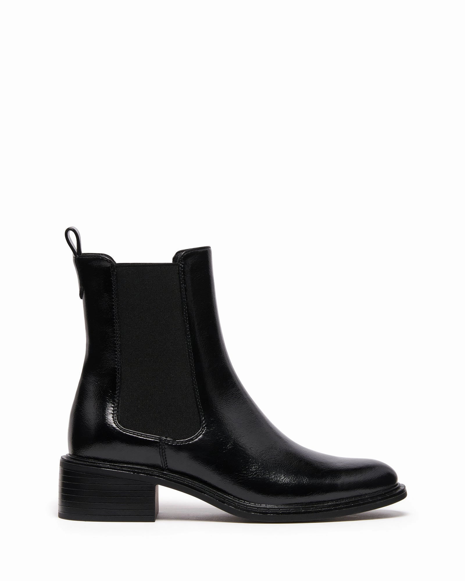 Stable Ankle Boot Black Crinkle Patent City Boots