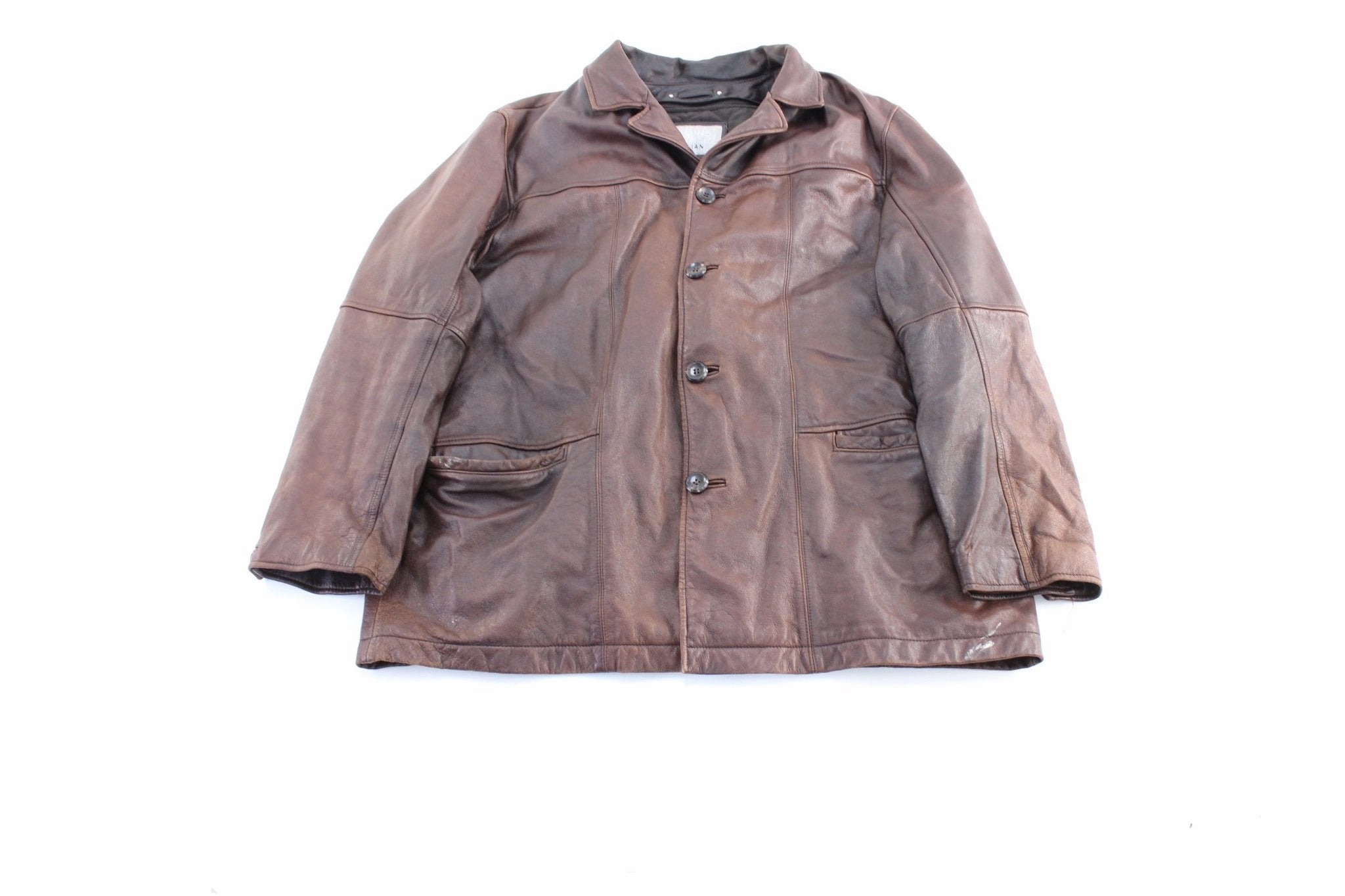 Wilson's Leather M. Julian Brown Leather Coat Rugged Style Free Motion Design