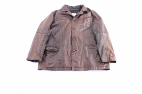 Wilson's Leather M. Julian Brown Leather Coat Rugged Style Free Motion Design
