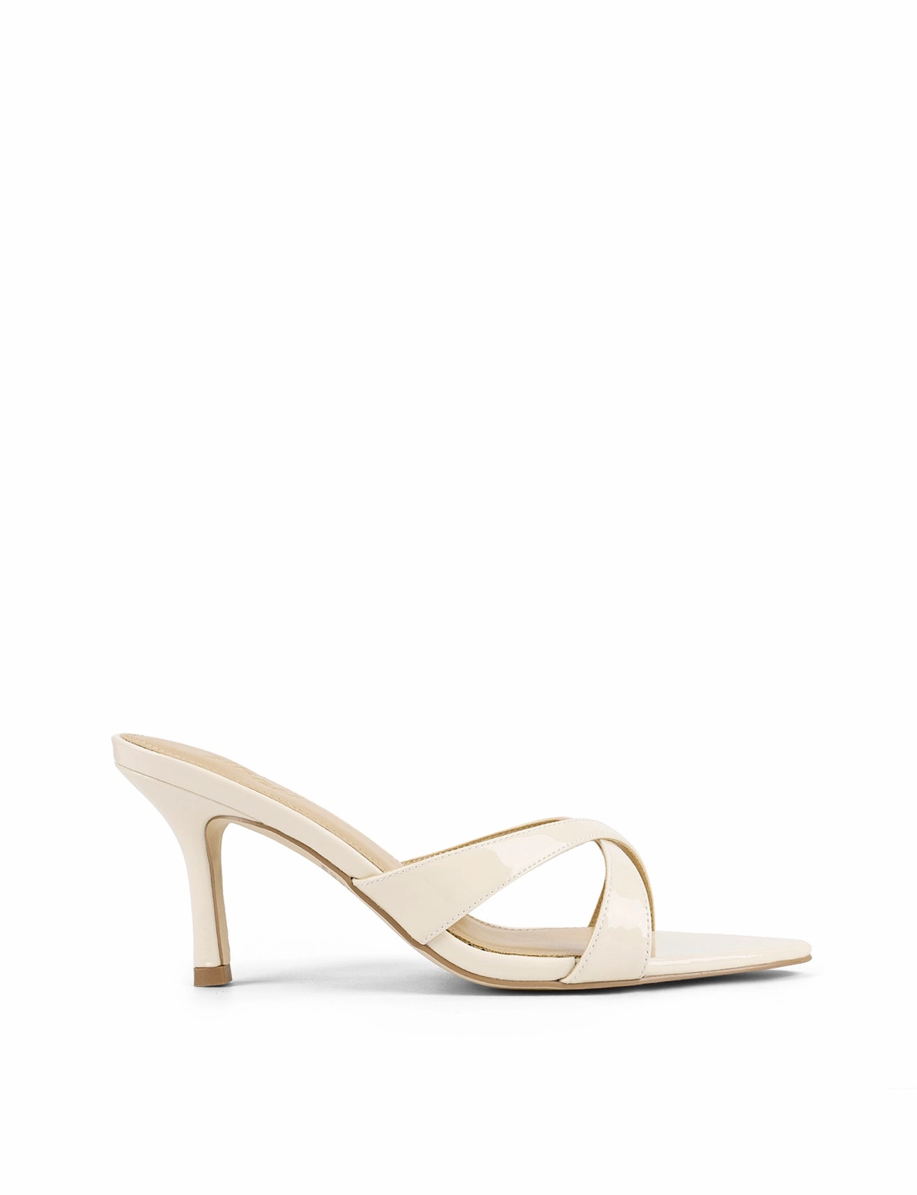 Maple Point Toe Mules - Cream White Patent Leather Modern Ease Wear Traction pattern