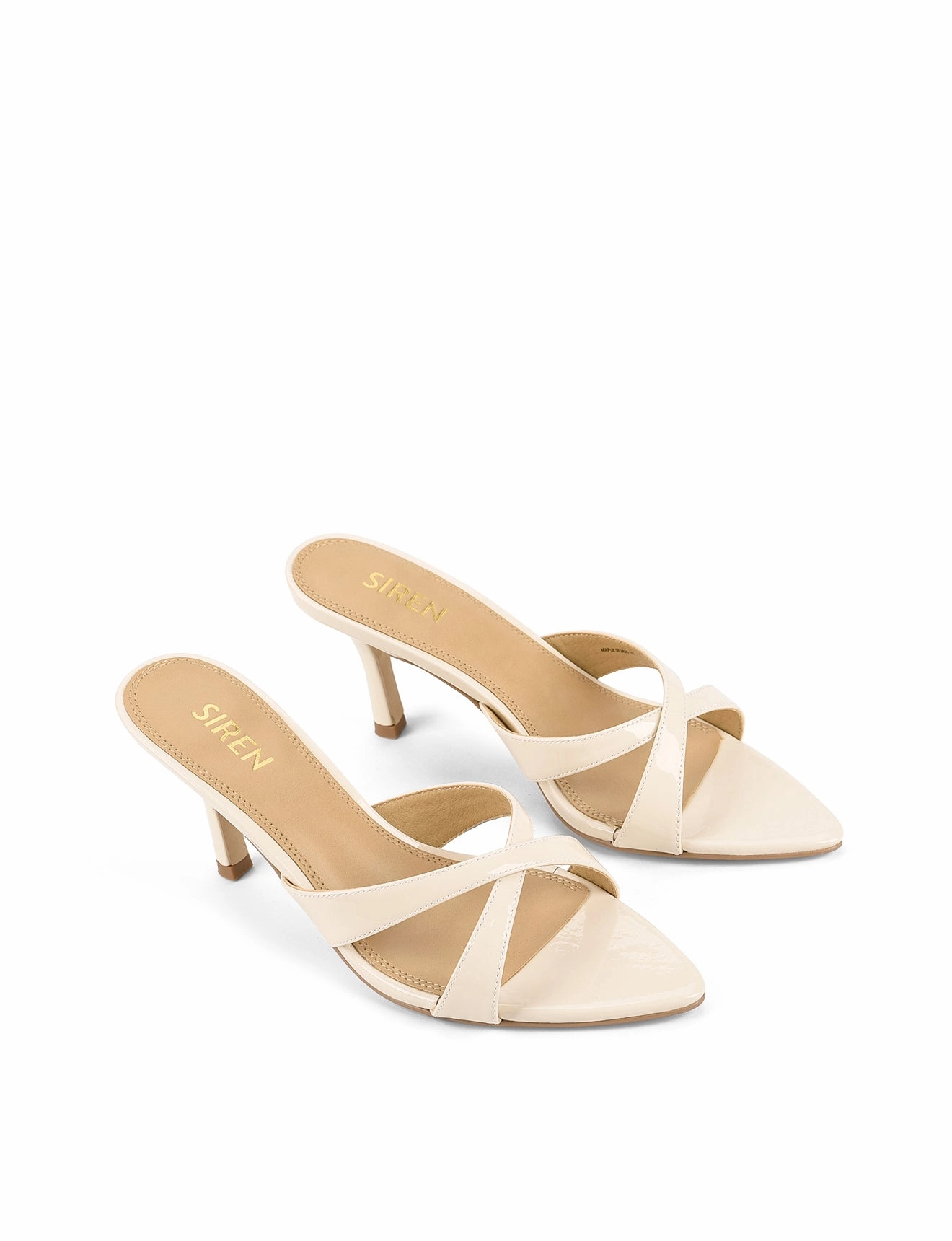 Comfort footbed Maple Point Toe Mules - Cream White Patent Leather
