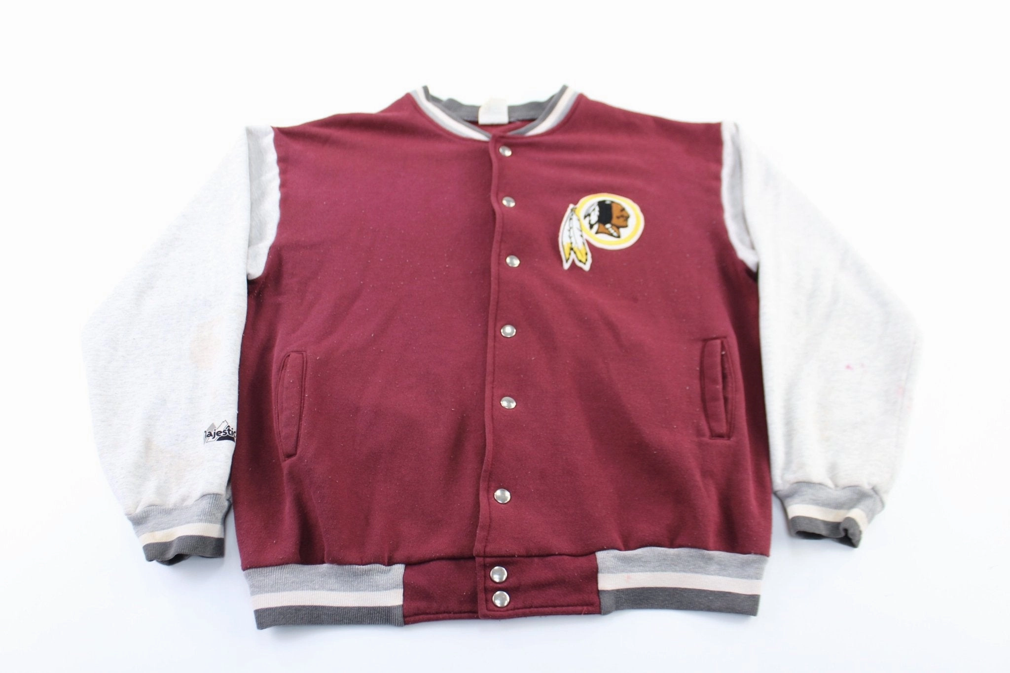 Street Style Majestic Washington Redskins Burgundy & Grey Varsity Jacket