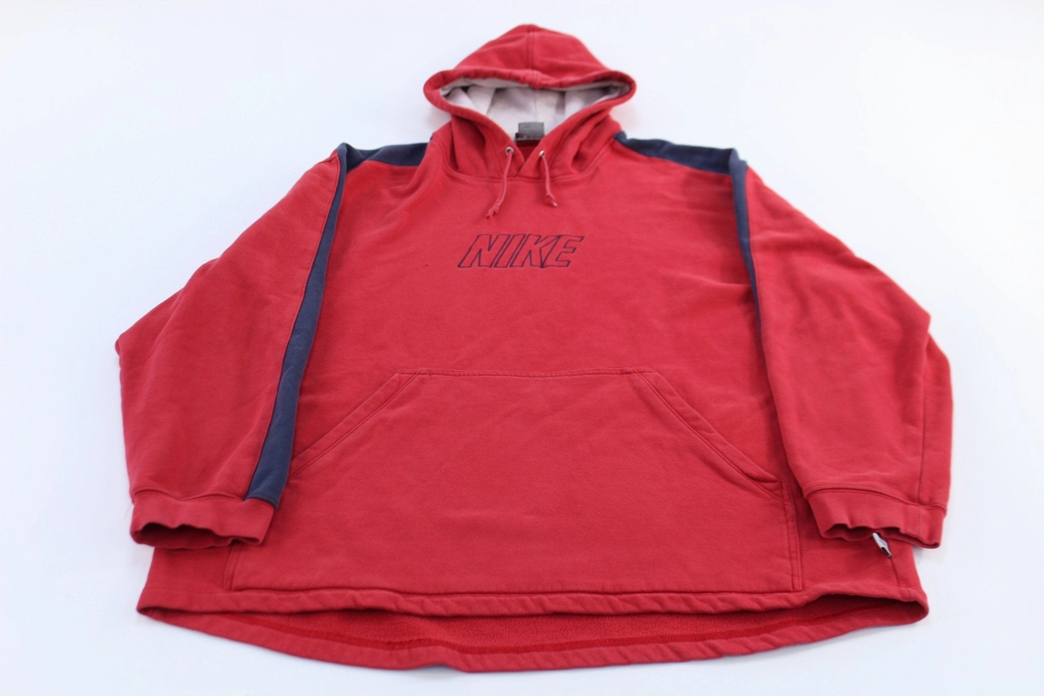 Prom 2000's Nike Spellout Embroidered Logo Red & Blue Striped Hoodie