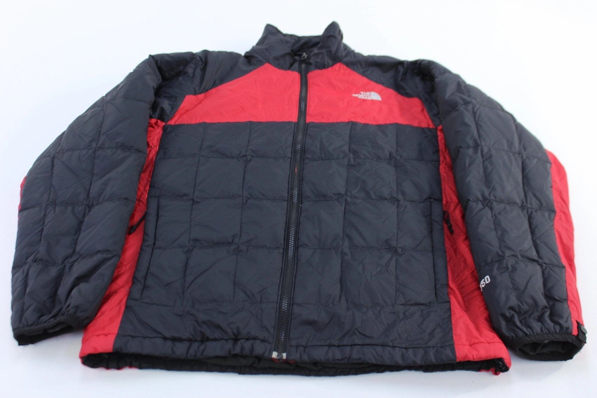 The North Face 550 Red & Black Puffer Jacket Cold Shield Indoor Use