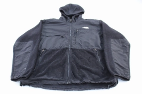 Warning Rollaway Collar Feature The North Face Black Hooded Denali Fleece Jacket