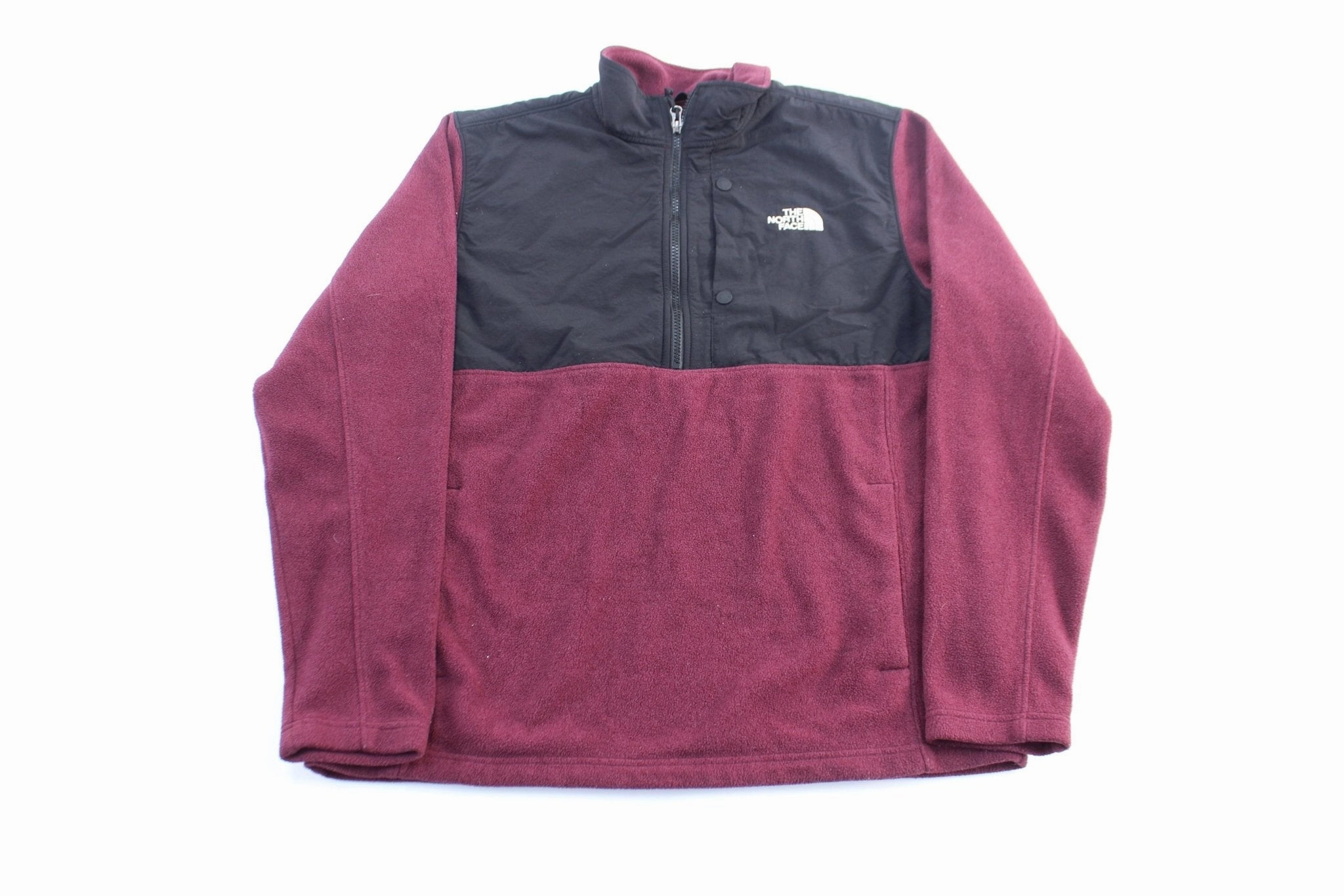 State Wind Layer The North Face Embroidered Logo Black & Burgundy Fleece Pullover