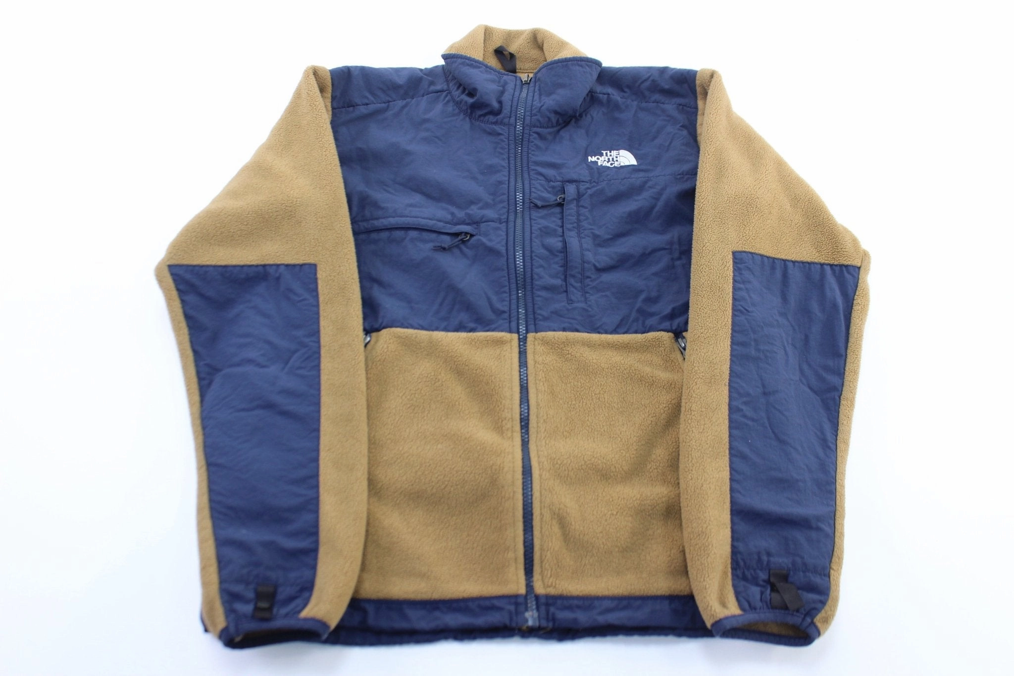 Heavyweight The North Face Embroidered Logo Blue & Brown Fleece Zip Up Jacket