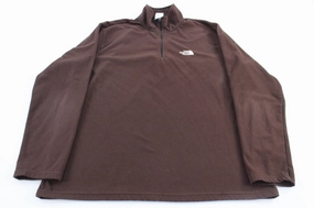 The North Face Embroidered Logo Brown TKA 100 Fleece Pullover All-Purpose Outerwear Stroll