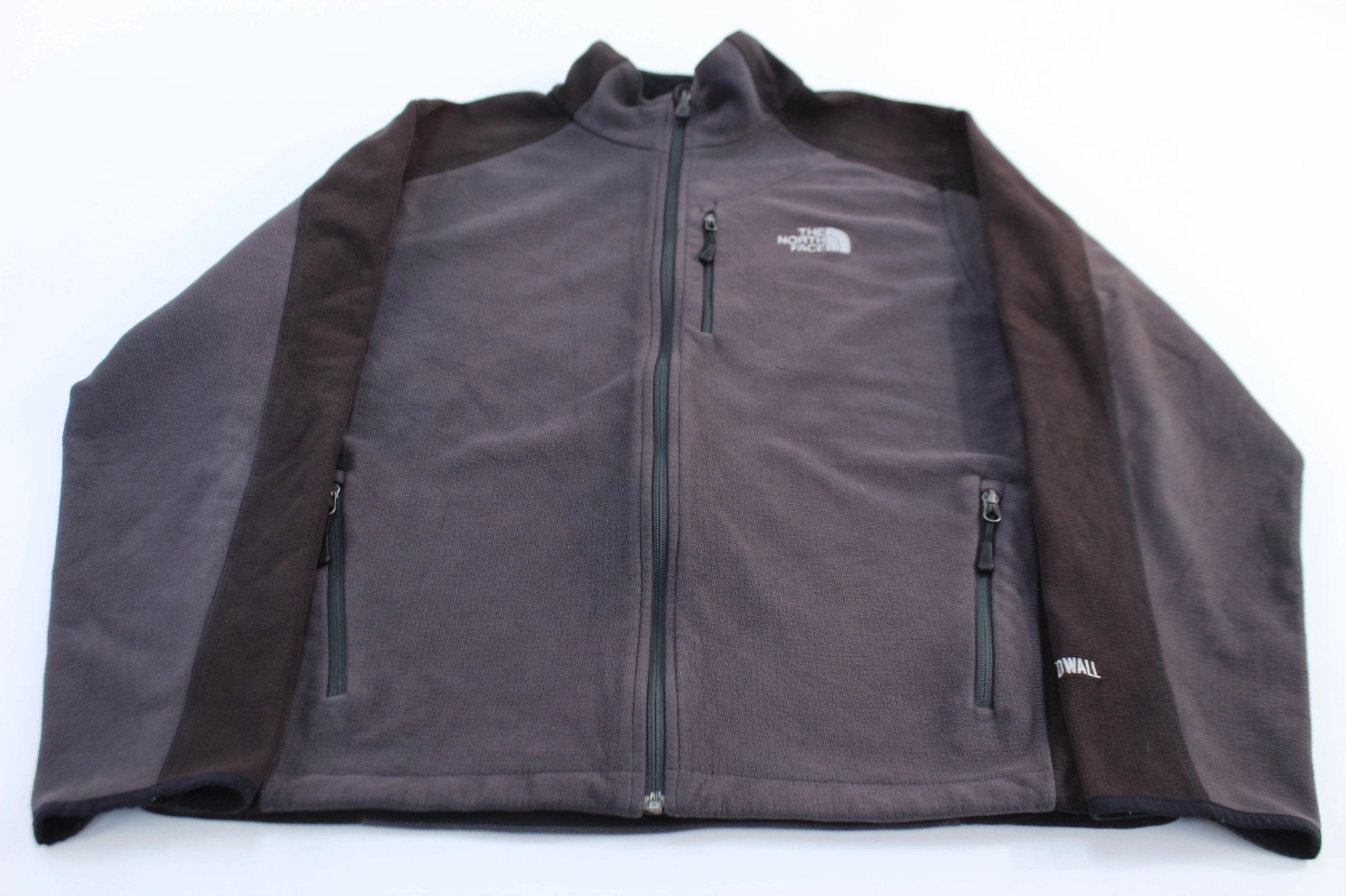 The North Face Embroidered Logo Gray Windwall Fleece Jacket college