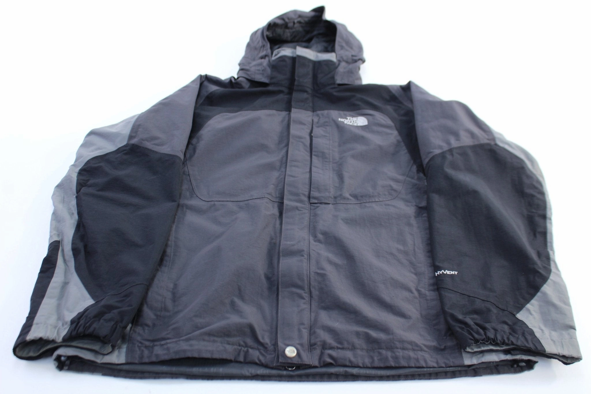 Thank Hardware The North Face Embroidered Logo Grey & Black HyVent Zip Up Jacket