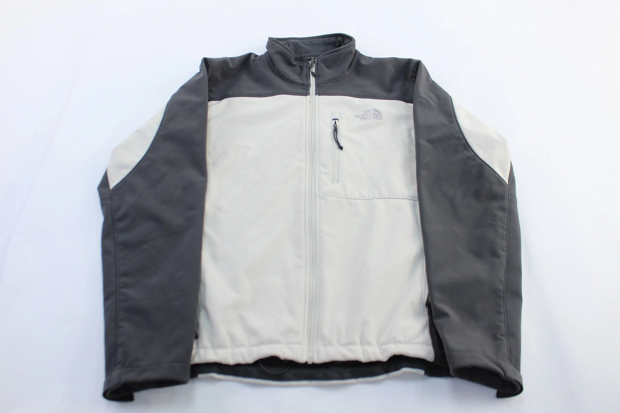 Light Motion Powder The North Face Embroidered Logo Grey & White Zip Up Jacket