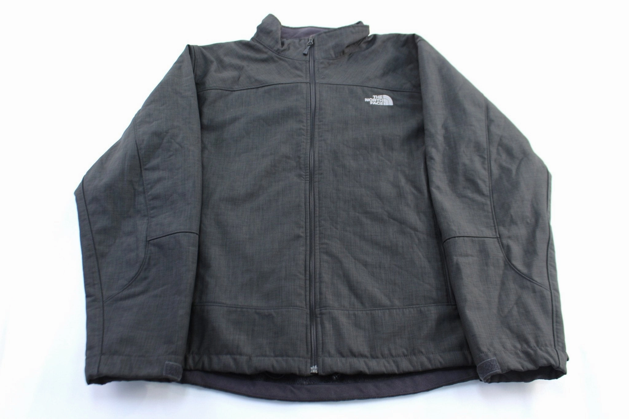 Taped Seams The North Face Embroidered Logo Grey Zip Up Jacket