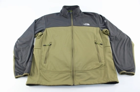 Active Wear afternoon The North Face Embroidered Logo Olive Green & Grey Zip Up Jacket