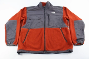 SnapFasteners The North Face Embroidered Logo Orange & Grey Zip Up Jacket
