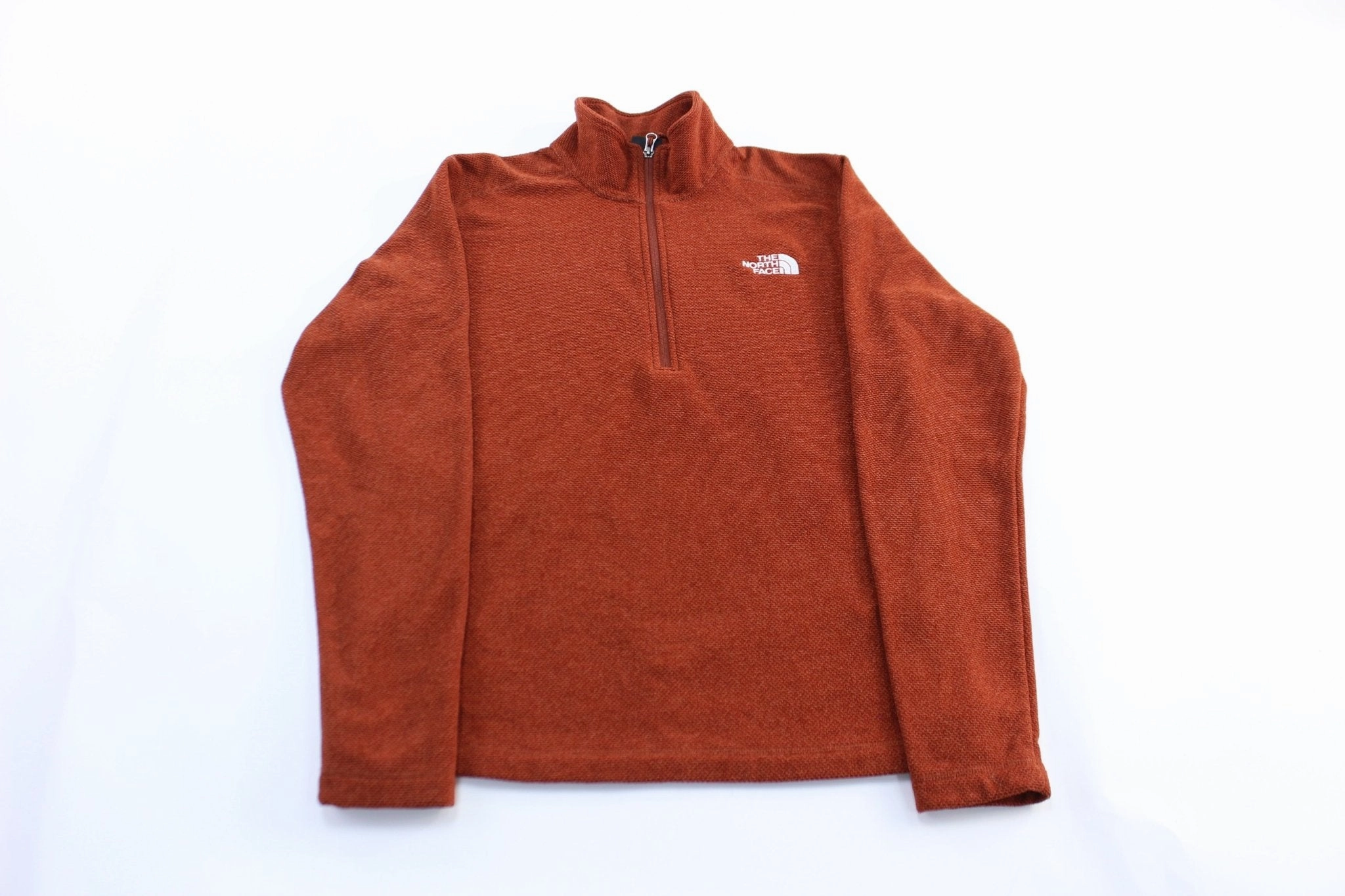 Adaptive Fit HighCollar Design The North Face Embroidered Logo Orange Pullover Jacket