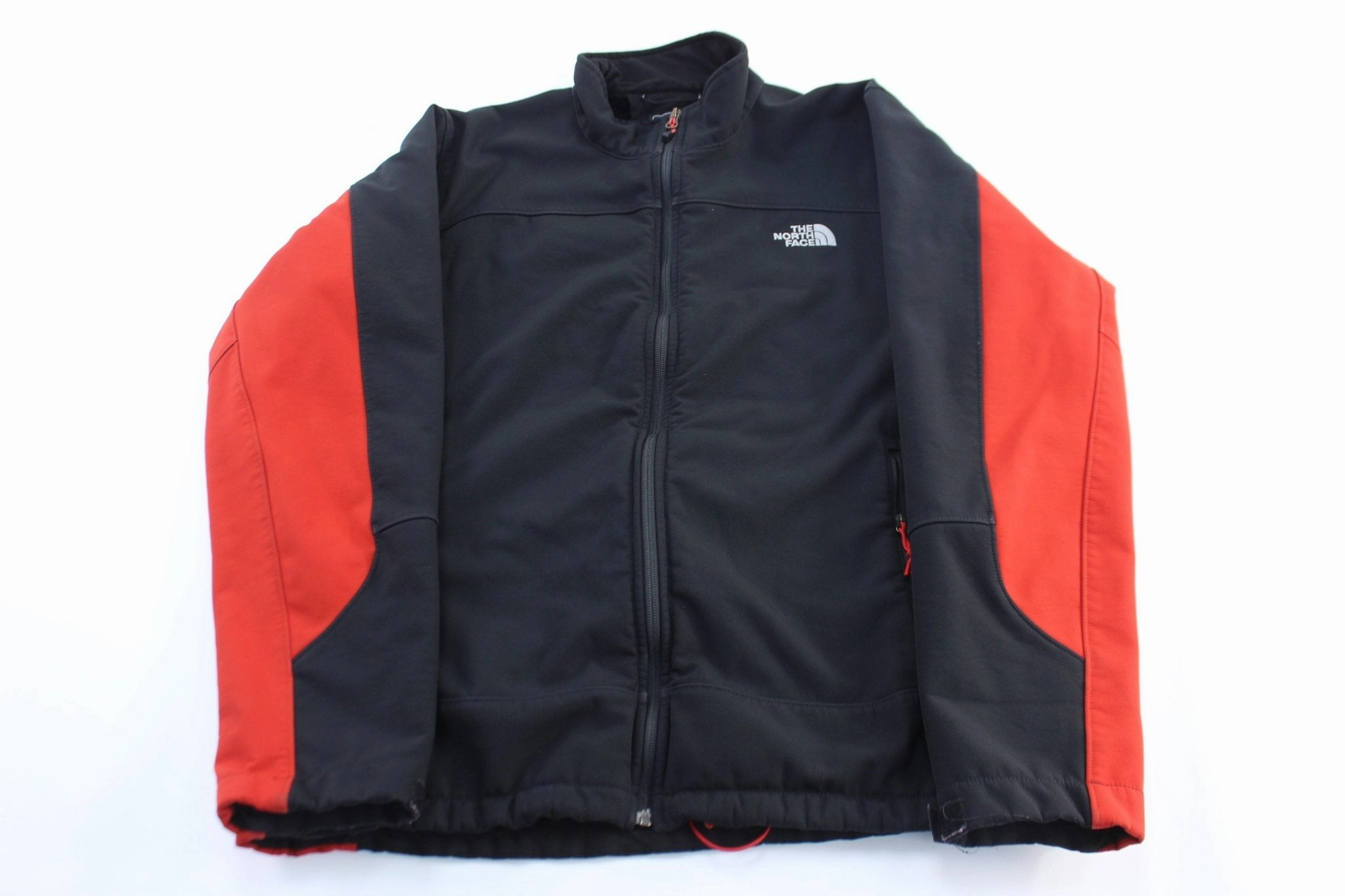 The North Face Embroidered Logo Red & Black Zip Up Jacket Romance Sleek Jacket