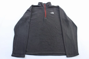 The North Face Embroidered Logo Red & Grey Fleece Pullover Water Repellent Coating LayeredComfort
