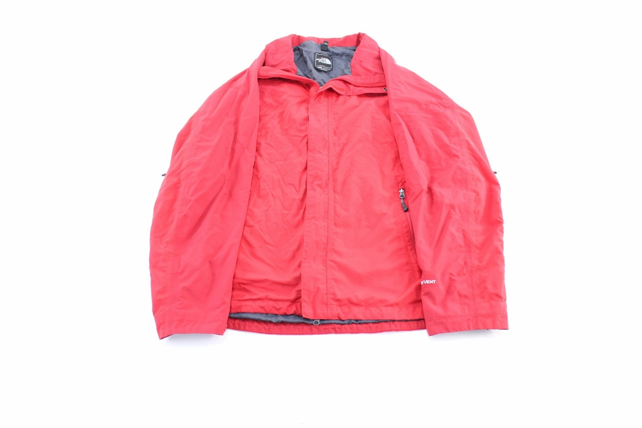 The North Face Embroidered Logo Red Zip Up Jacket Impact Absorbing Padding QuiltedPattern
