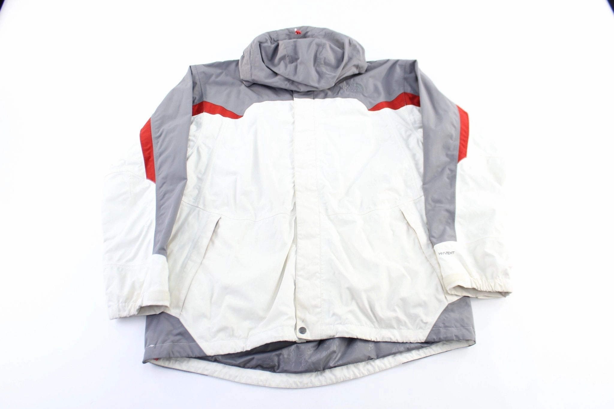 Booking The North Face Embroidered Logo White, Grey & Red Zip Up Jacket