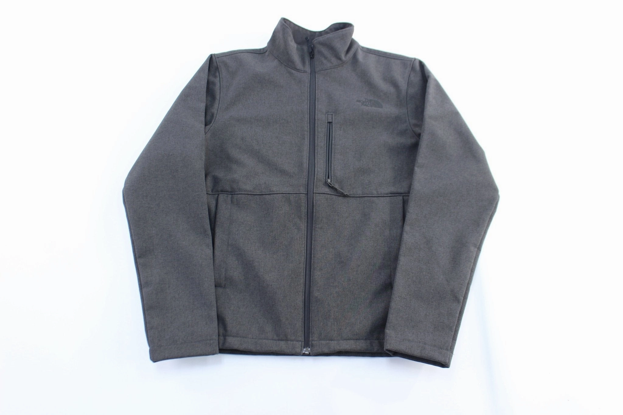 Softshell Fabric Technology The North Face Logo Dark Grey Zip Up Jacket
