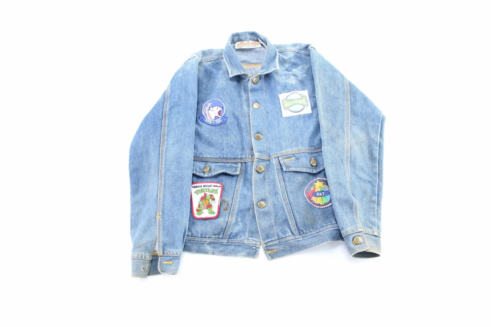 80's West Side Classics Embroidered Patches Denim Jacket Breathable Mesh Panels Circumstance