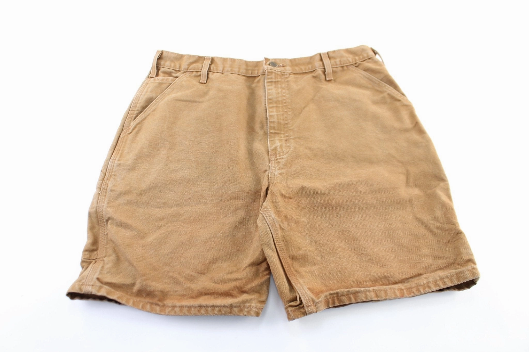 Rayon drape Slim Fit Design Carhartt Logo Patch Khaki Carpenter Shorts