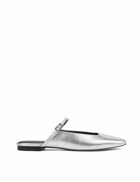 Photo Glow Light Step Xanthe Mary Jane Mules - Silver Metallic Leather