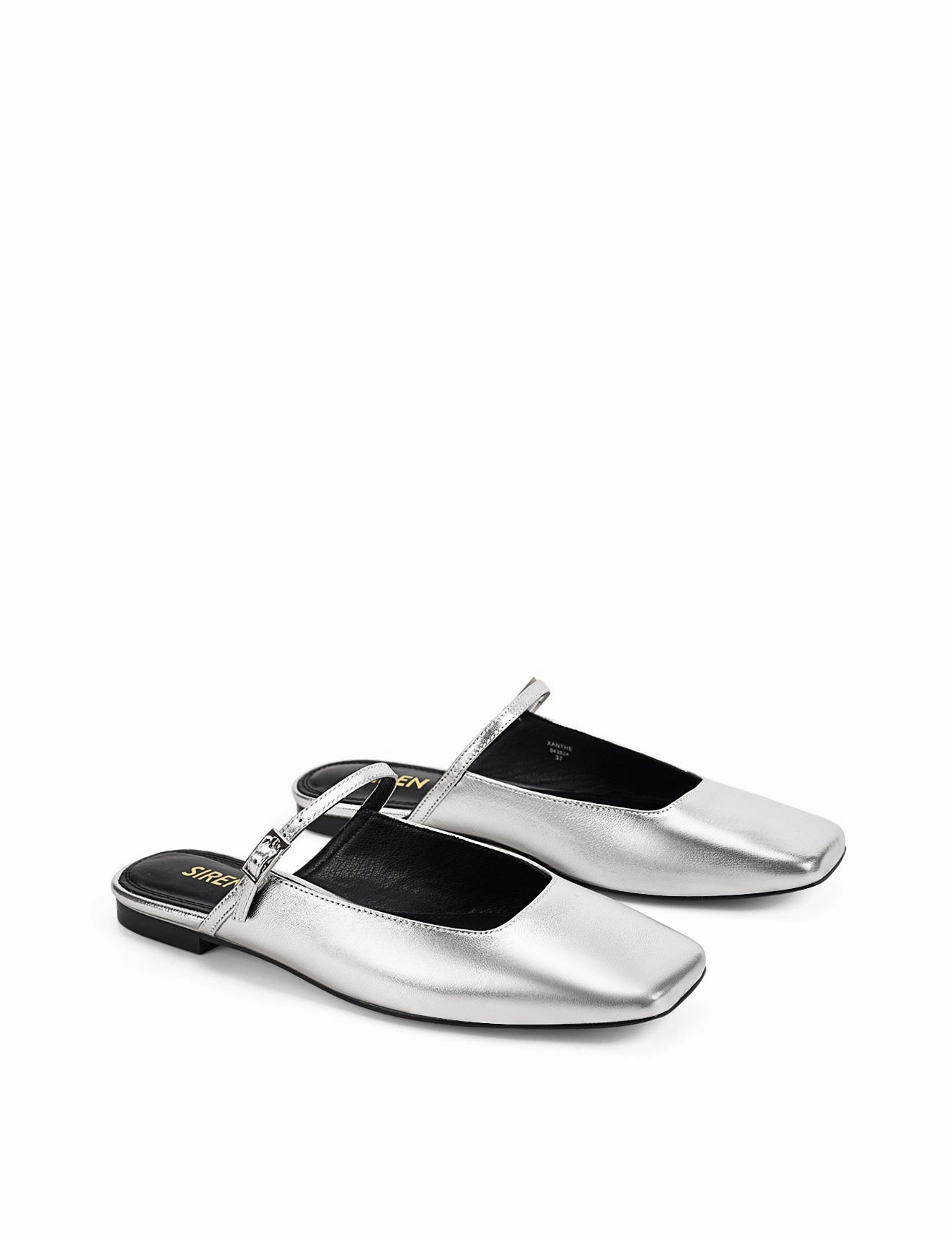 Xanthe Mary Jane Mules - Silver Metallic Leather Easy Wear Footwear