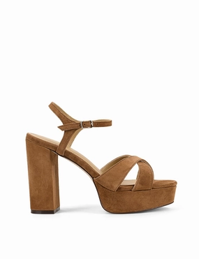 Easy Flow Resort Stroll Hannah Platform Sandals - Tobacco Brown Suede