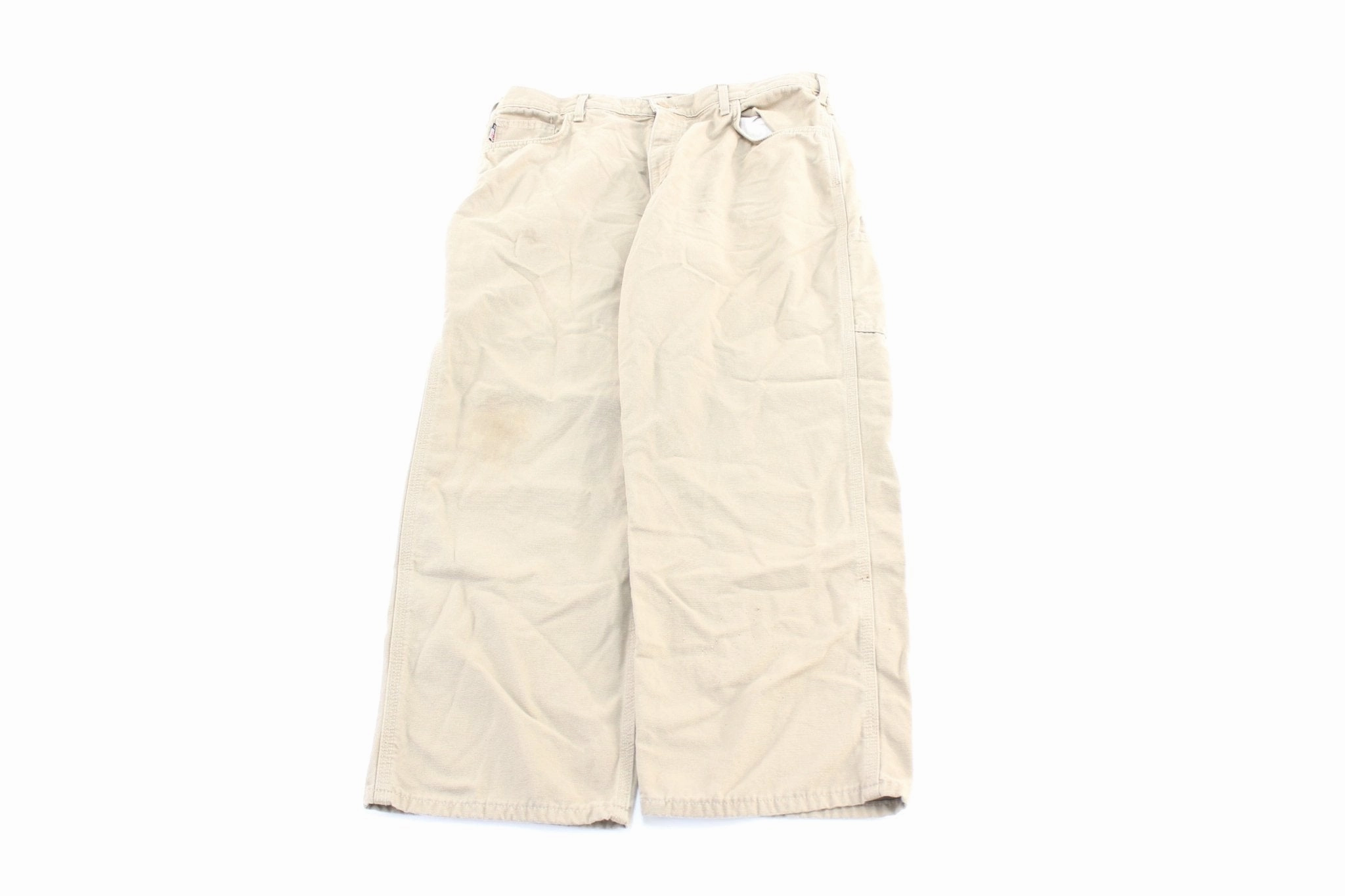 Carhartt Logo Patch Light Beige Carpenter Pants Snug Waist