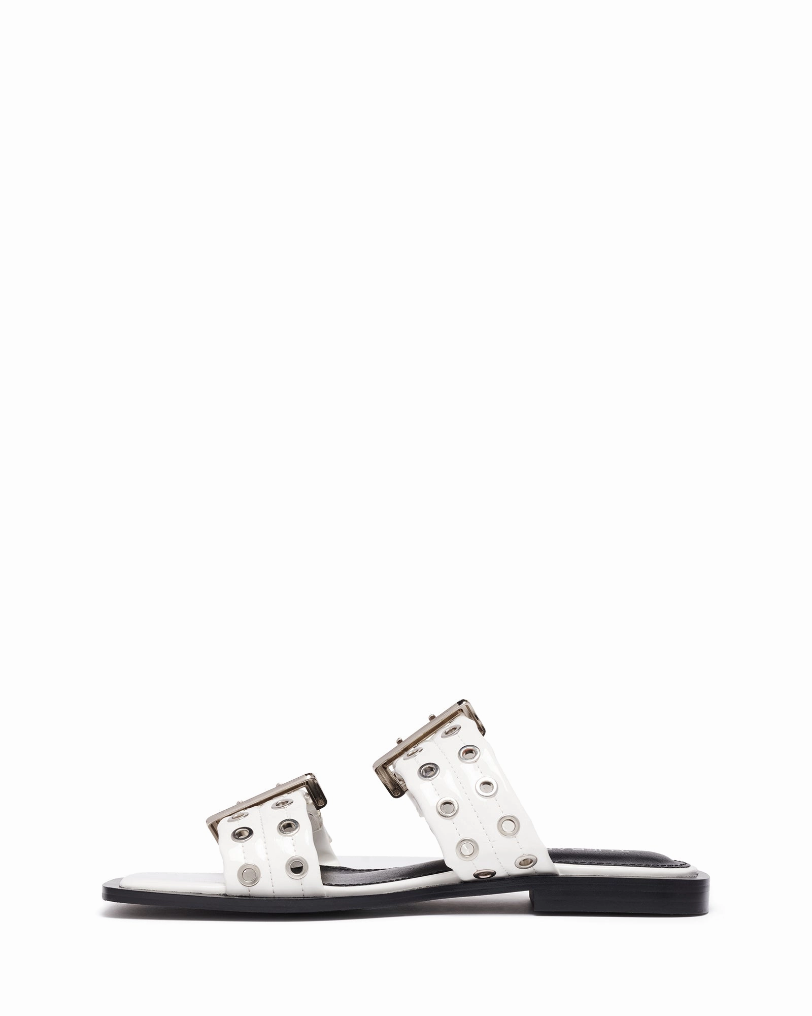 Effortless Style Breathable straps Ego Flat Sandal White Patent