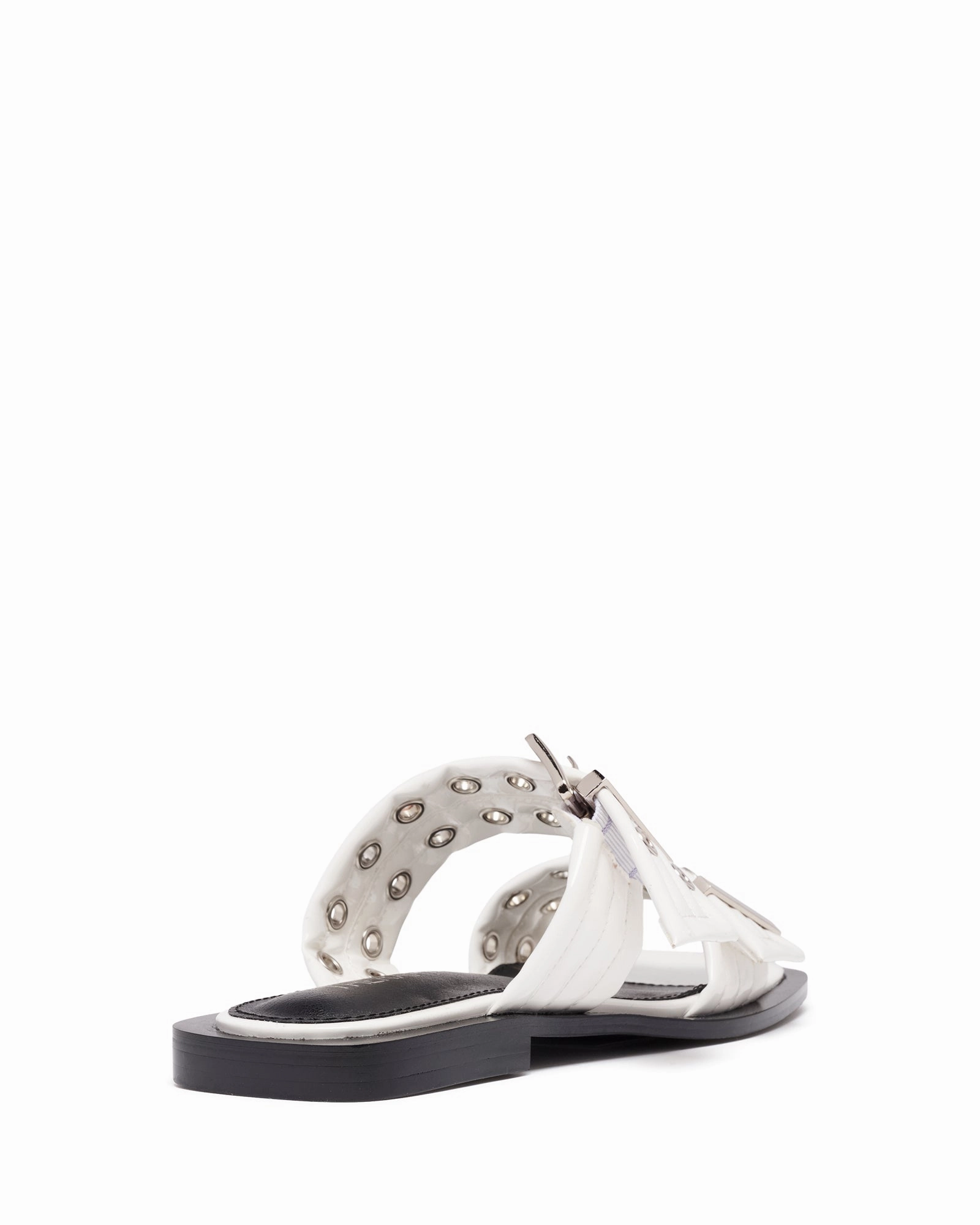 Multi Directional Flex Zones Ego Flat Sandal White Patent