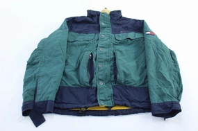 Breathable fabric Tommy Hilfiger Embroidered Logo Blue & Green Zip Up Jacket