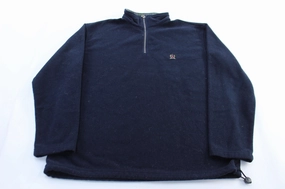 Tommy Hilfiger Embroidered Logo Blue Fleece Pullover AdjustableCuffs