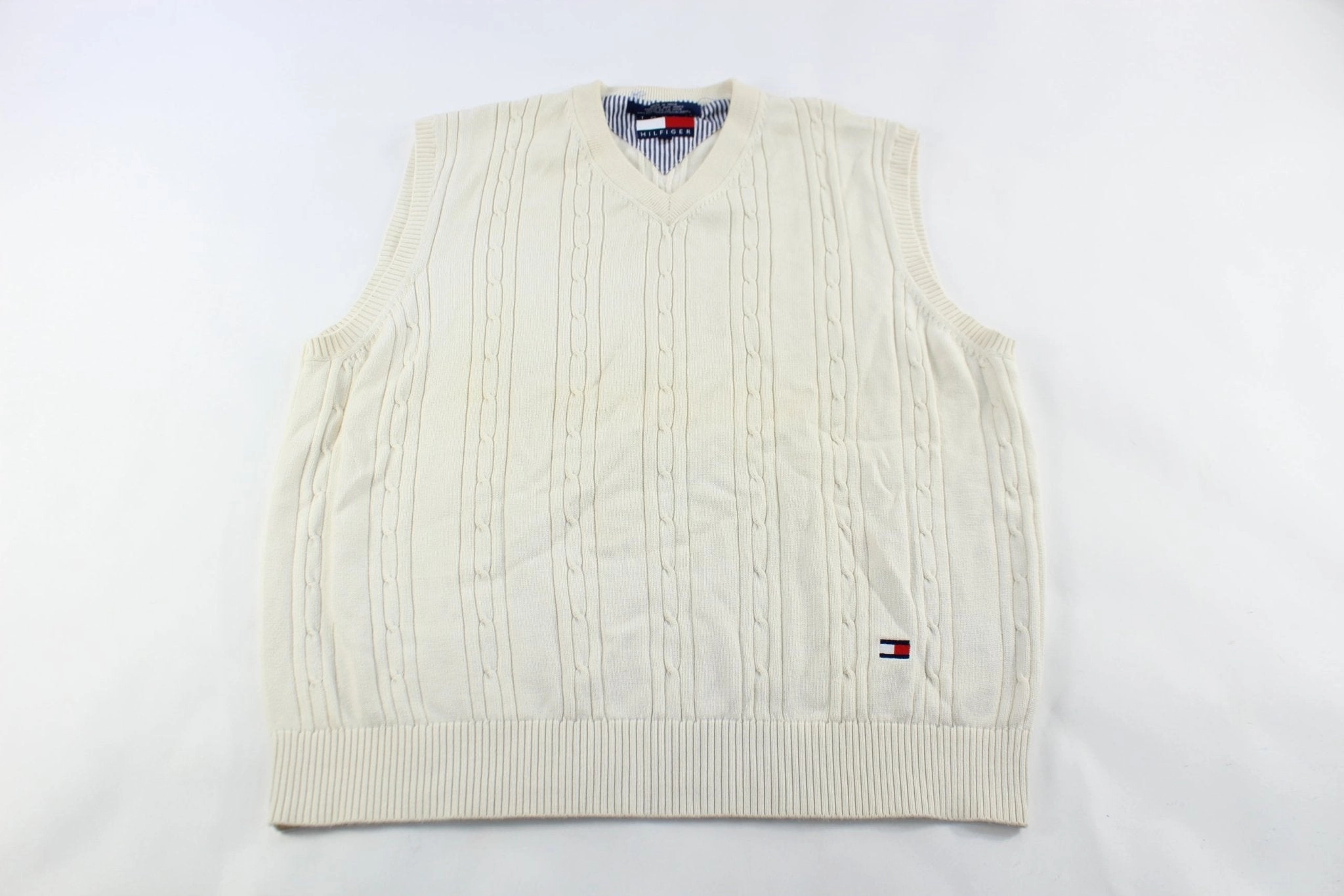 colorful Insulated Core Tommy Hilfiger Embroidered Logo White Vest