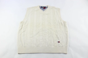 colorful Insulated Core Tommy Hilfiger Embroidered Logo White Vest