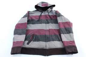 Clue Gallery Tony Hawk Embroidered Logo Sherpa Lined Striped Skating Hoodie