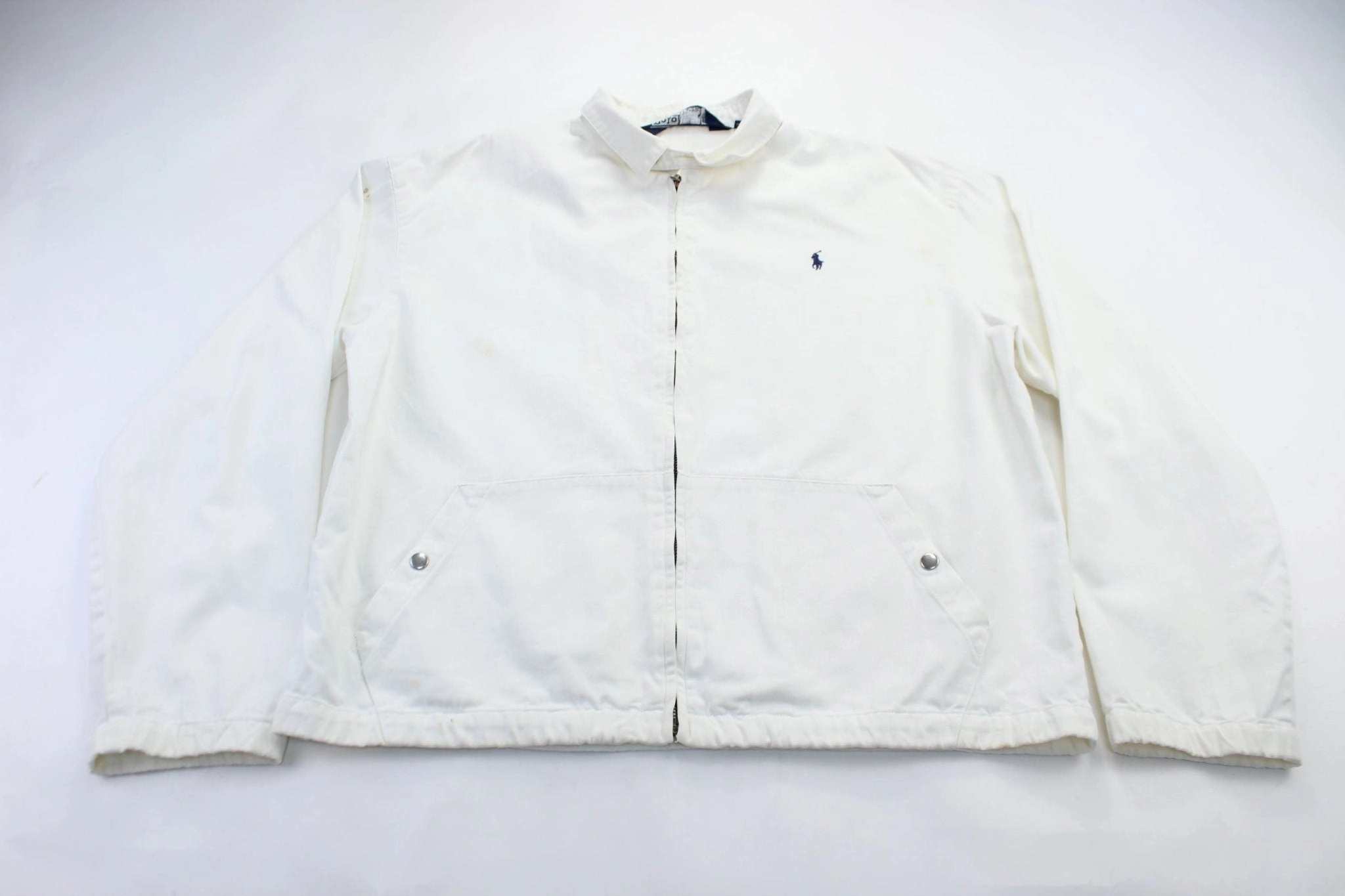 Polo by Ralph Lauren Embroidered Logo White Zip Up Jacket Core Style Clean Silhouette