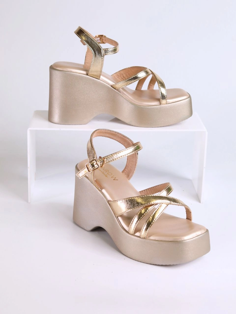 Zina Gold Wedge Heels Flirty Mood Work Pumps