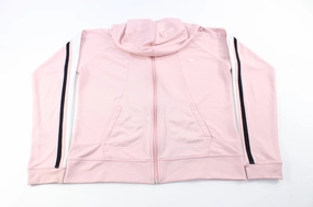 Women's Nike Embroidered Logo Pink Zip Up Jacket Convertible Features Water Resistant Material