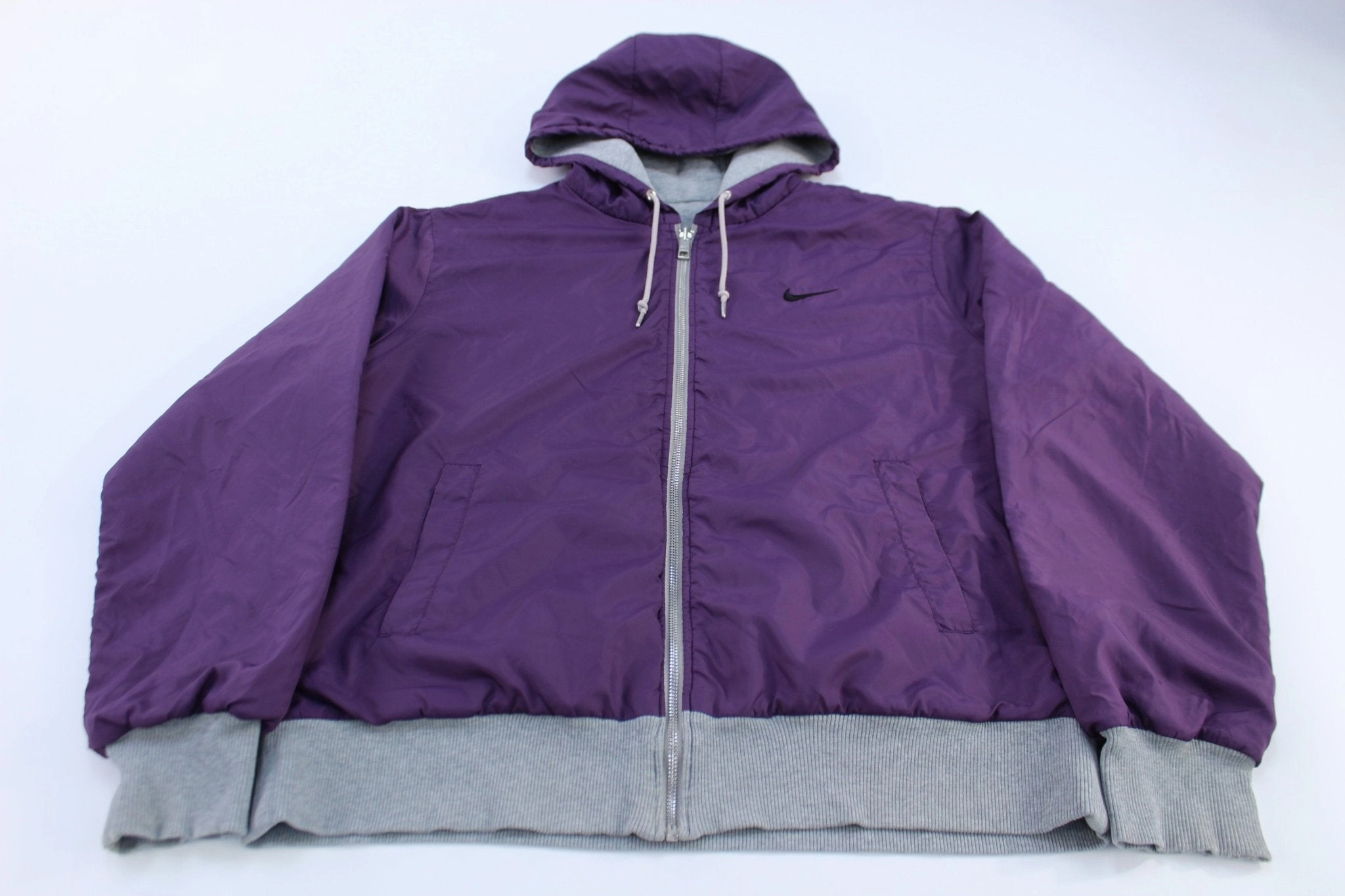 Nike Embroidered Logo Grey & Purple Reversible Full Zip Hoodie Event Magnetic Closure