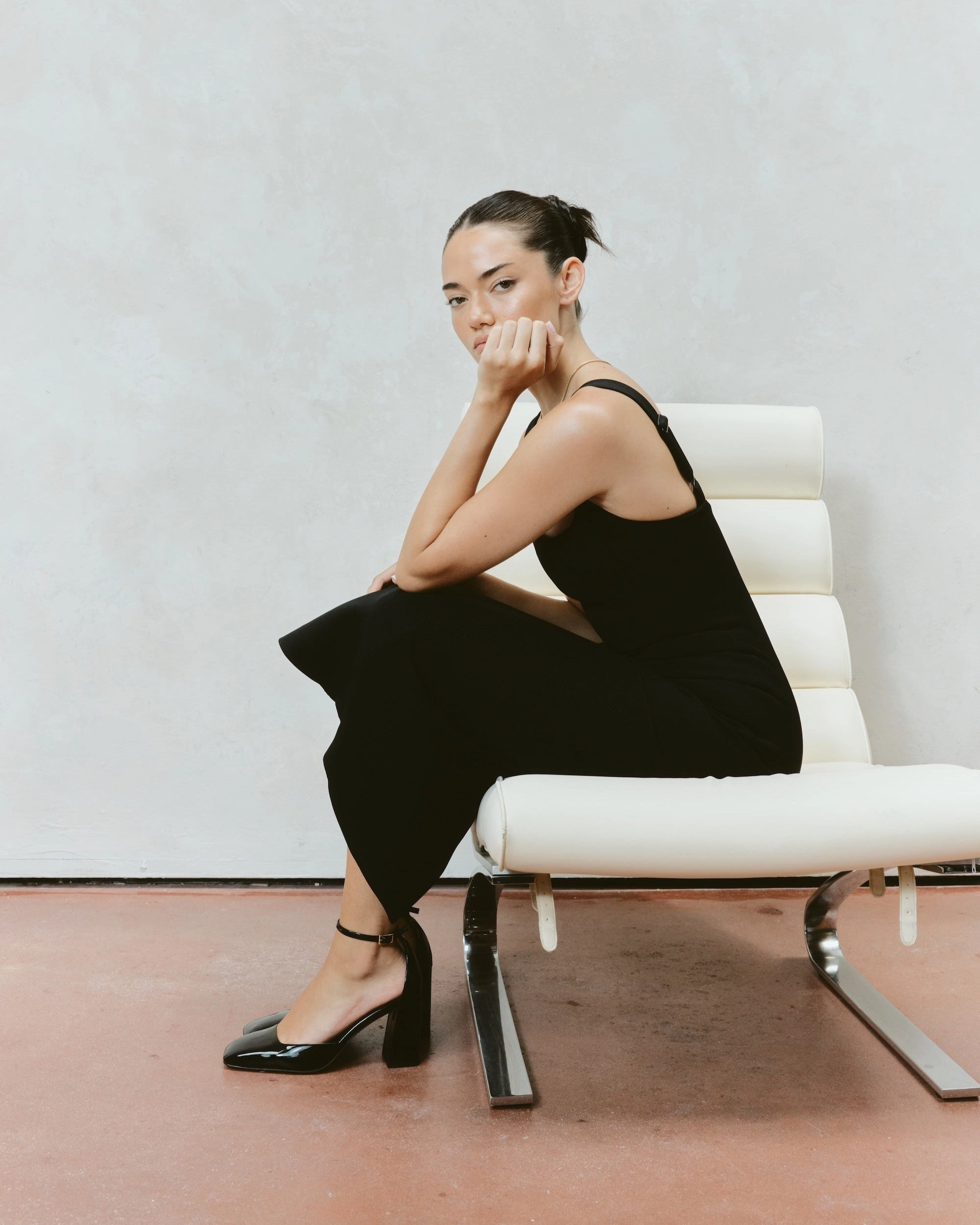 Travis Closed Toe Block Heels - Black Patent Leather Calm Night