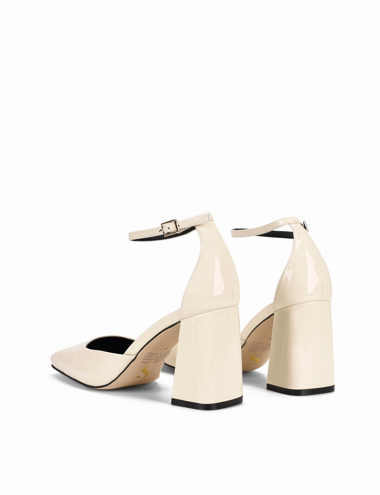 Closet Hero Color Match Travis Closed Toe Block Heels - Chalk White Patent Leather
