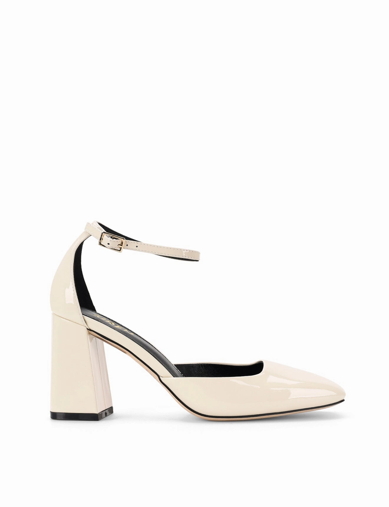 Travis Closed Toe Block Heels - Chalk White Patent Leather Smile Step