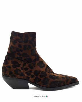 Street Style Studded details Western Ankle Boot Tabacco Suede E4519