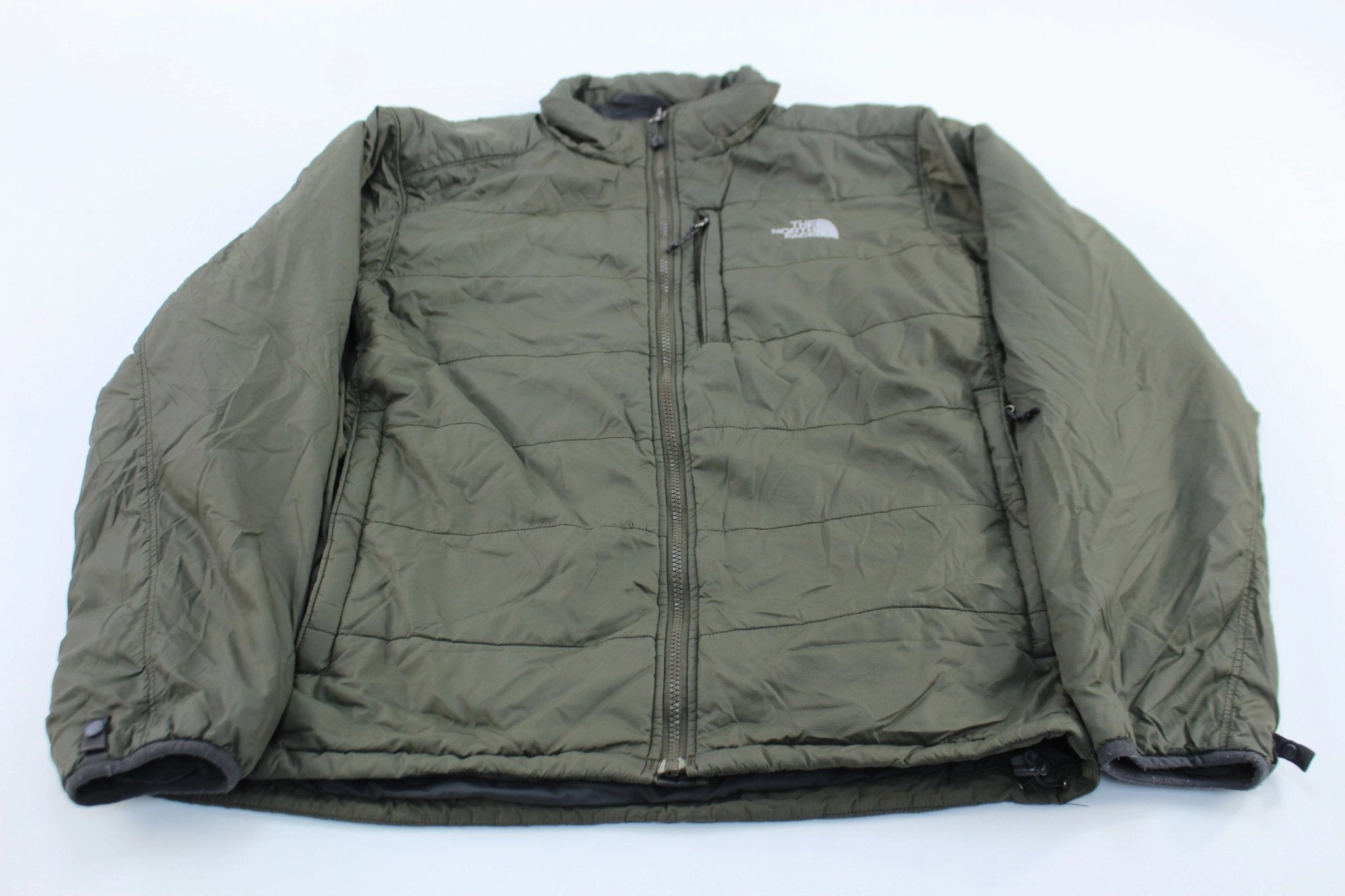 The North Face Embroidered Logo Green Zip Up Jacket Warmth Layer Layer Match