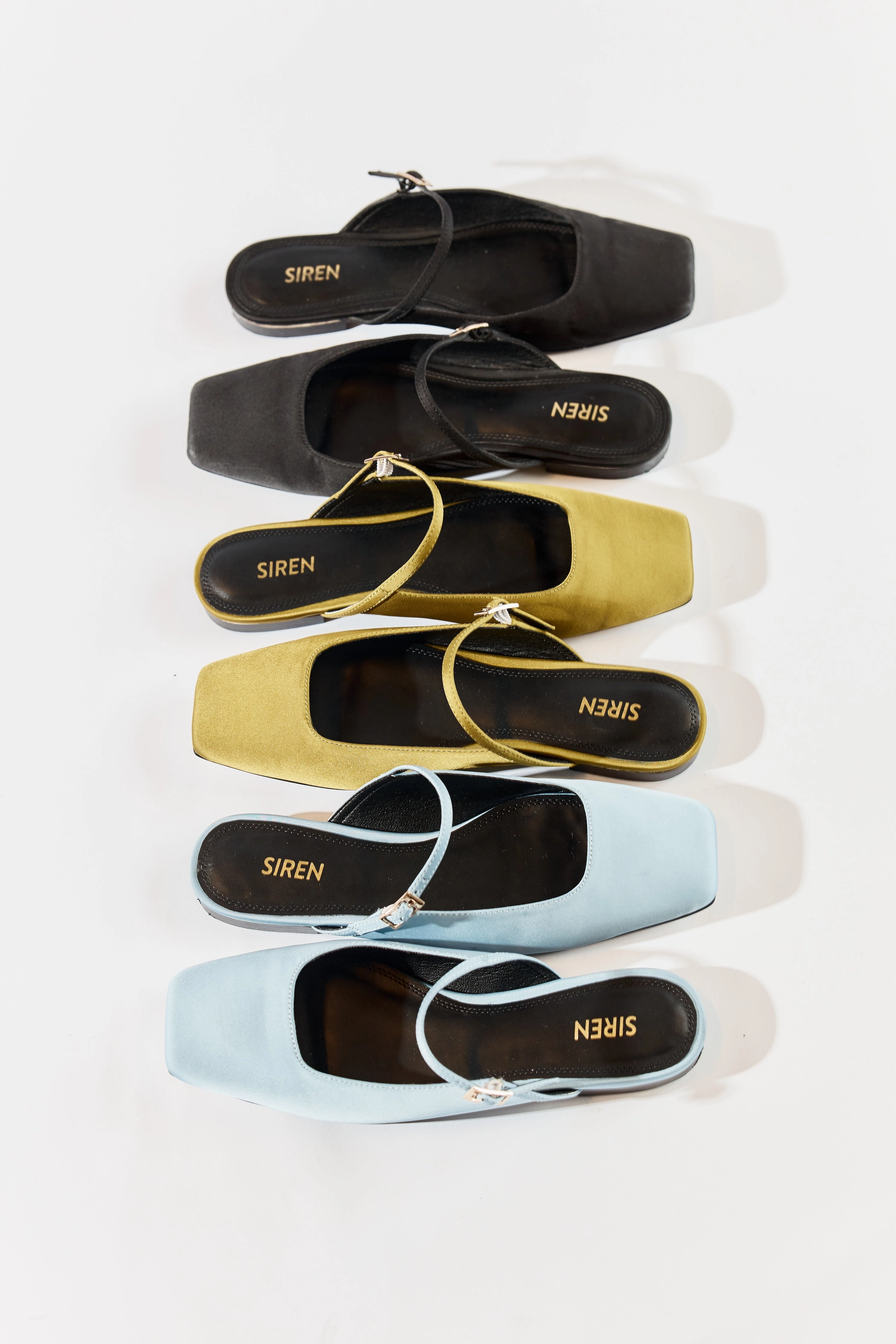 Xanthe Mary Jane Mules - Black Satin Top View