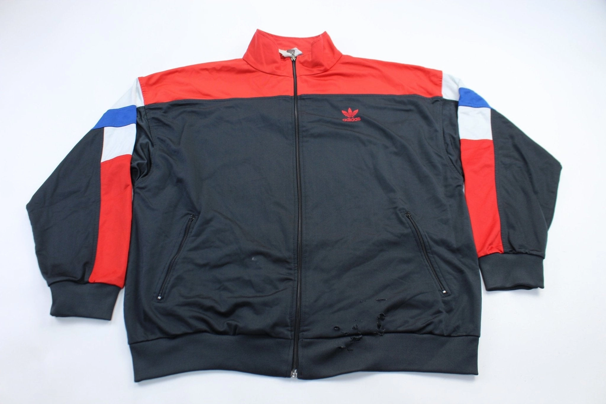 80's Adidas Embroidered Logo Red, Blue, & White Jacket bus ride